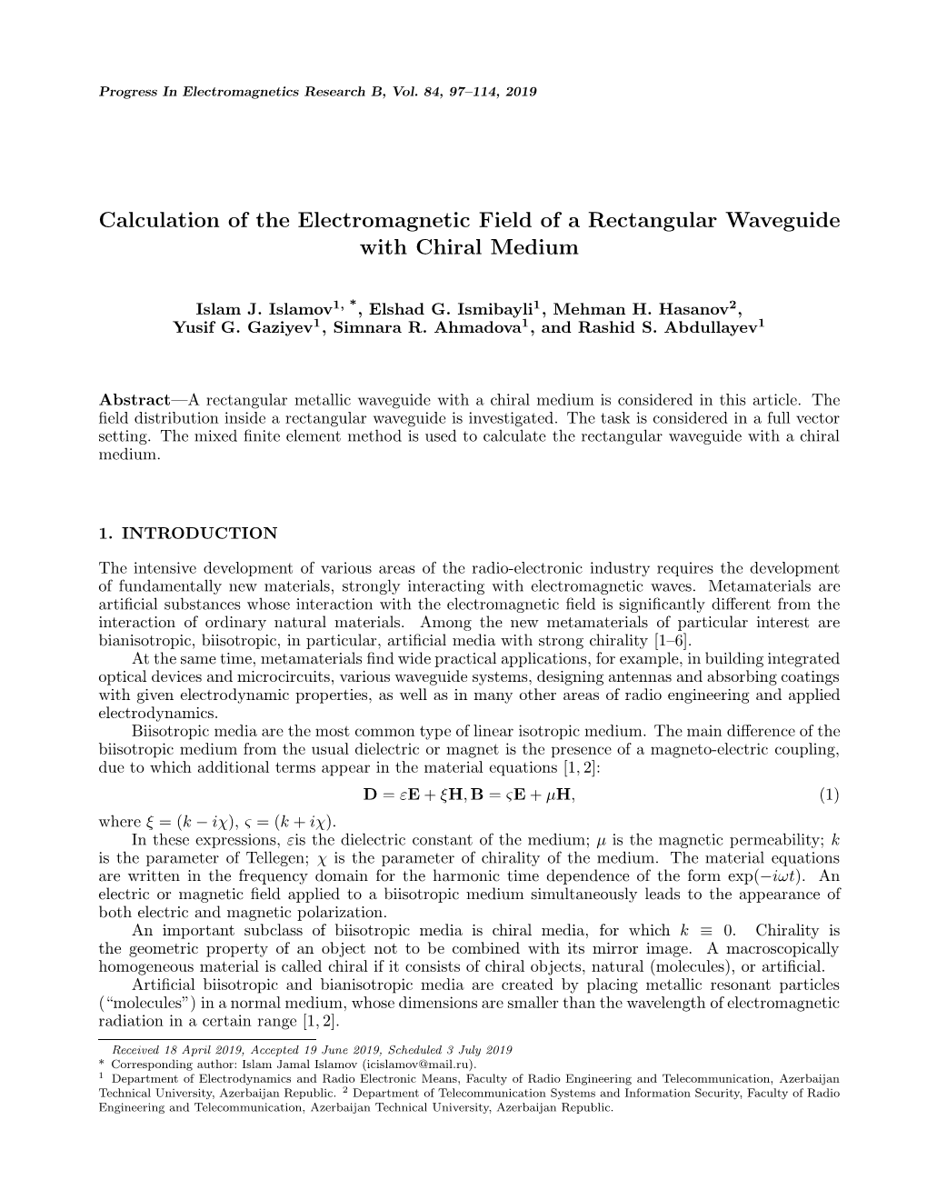 Calculation of the Electromagnetic Field of a Rectangular Waveguide with Chiral Medium