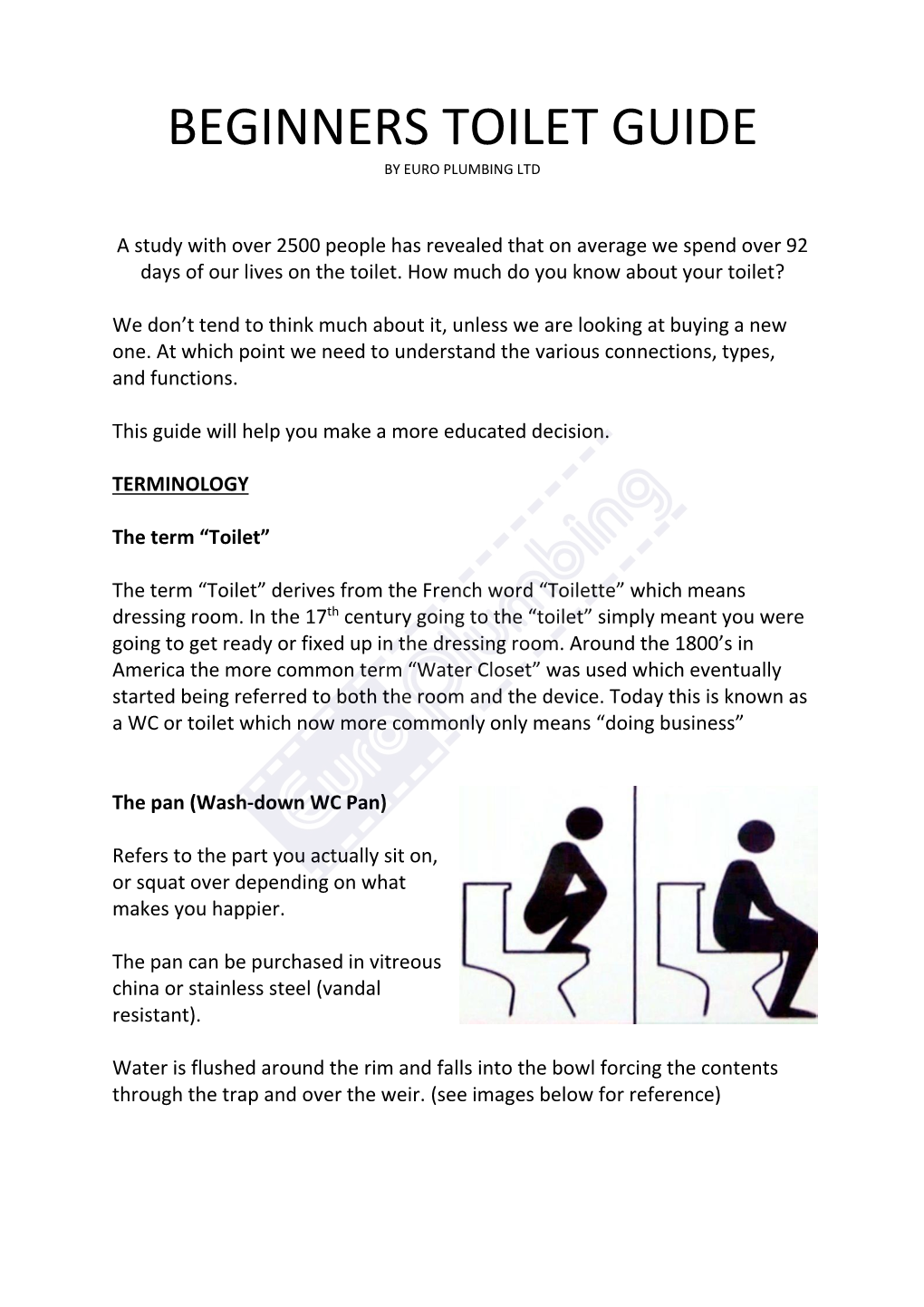 Beginners Toilet Guide by Euro Plumbing Ltd