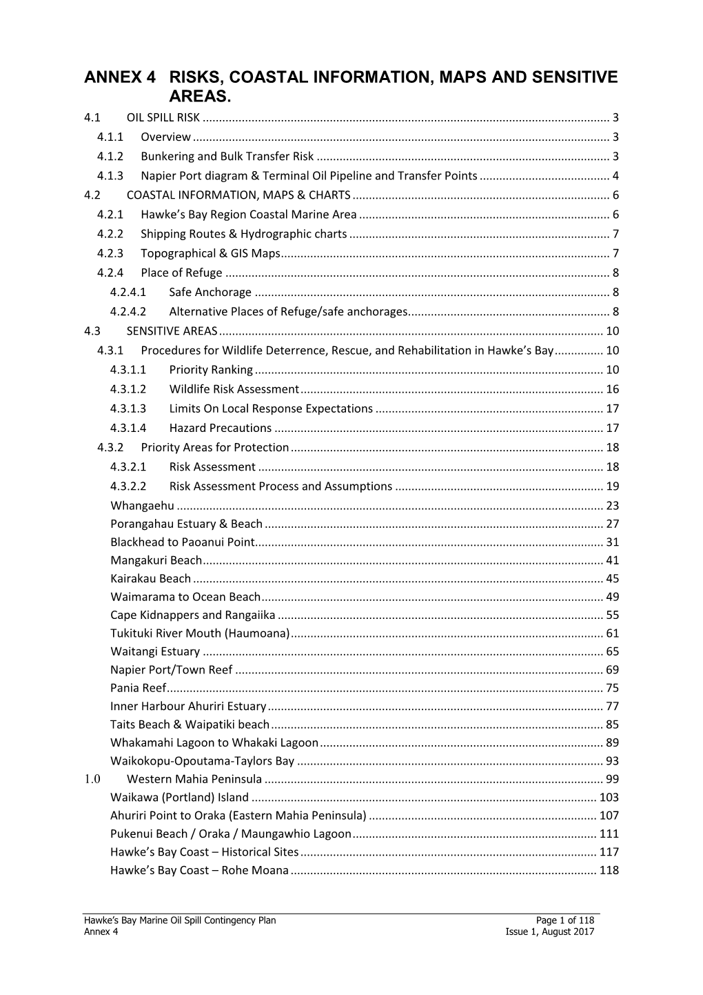 Annex 4 Risks, Coastal Information, Maps and Sensitive Areas