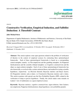 Constructive Verification, Empirical Induction, and Falibilist