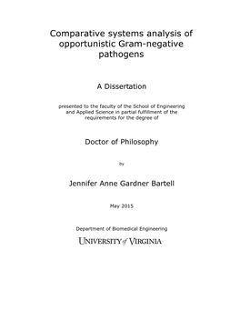 Comparative Systems Analysis of Opportunistic Gram-Negative Pathogens
