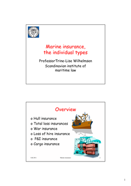 Marine Insurance, the Individual Types