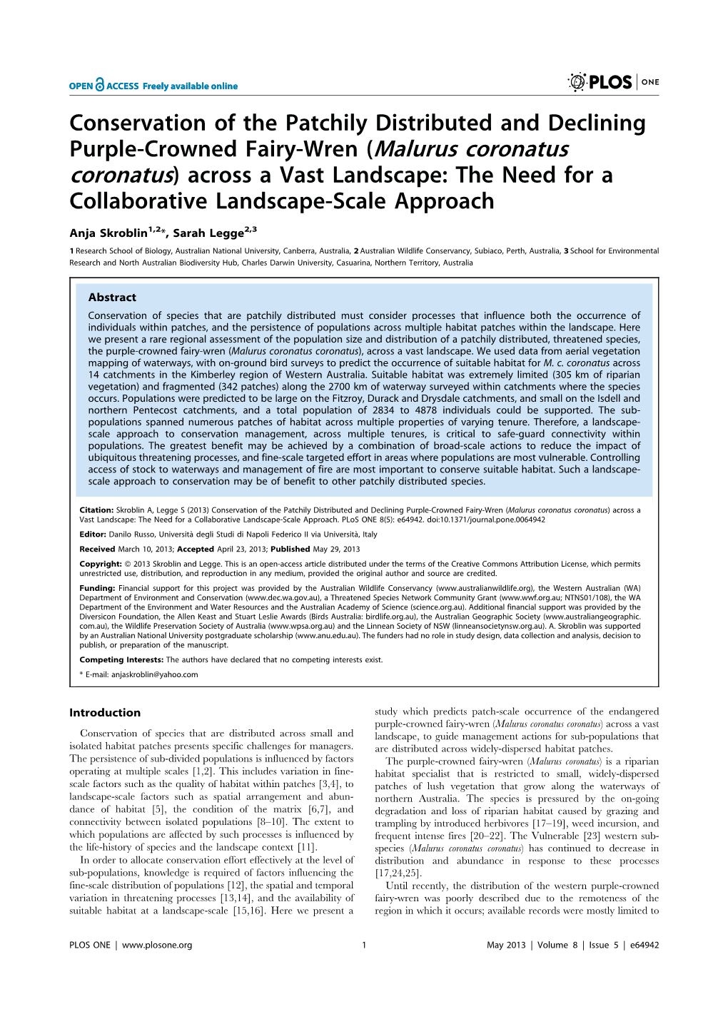 Conservation of the Patchily Distributed And