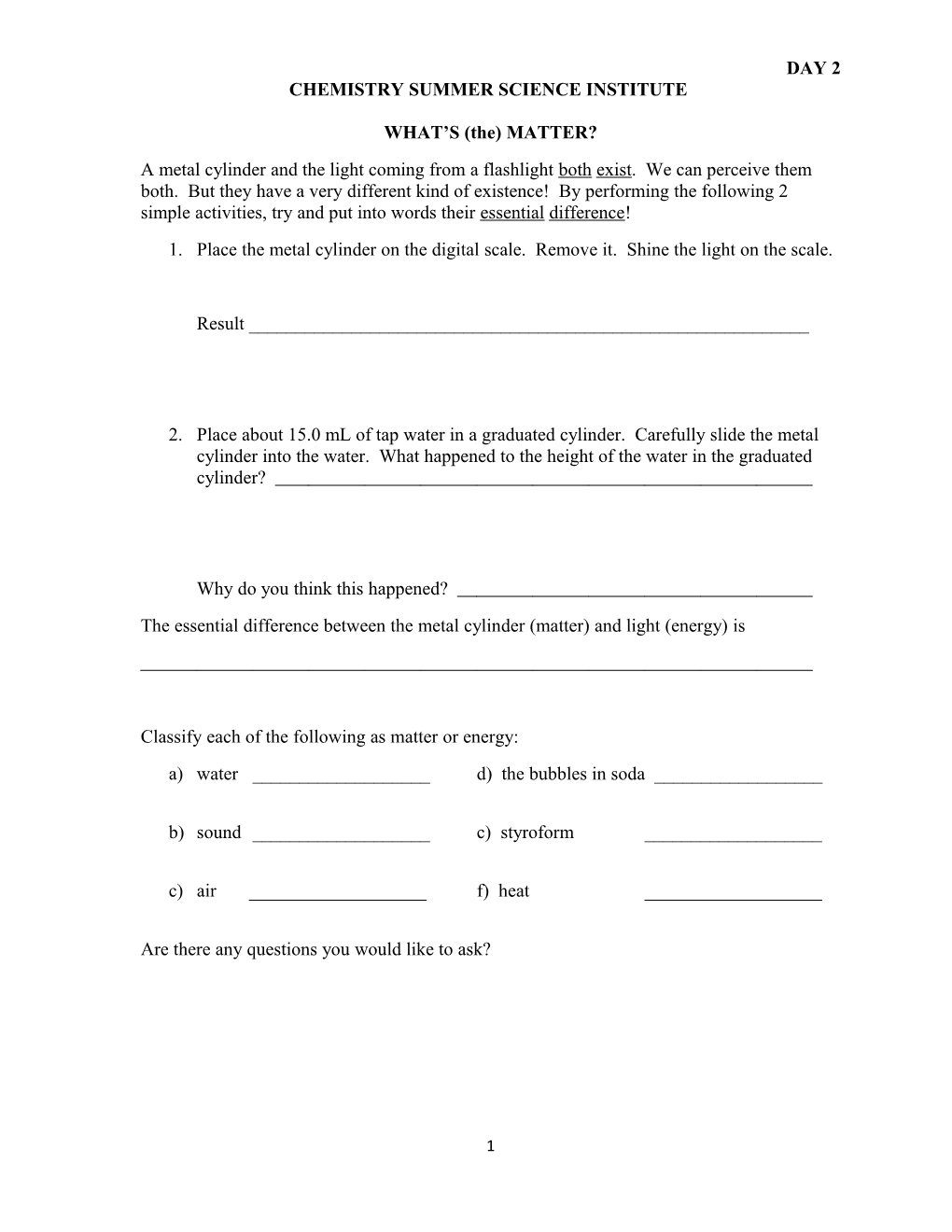 Chemistry Summer Science Institute s1