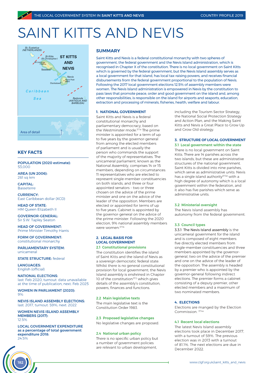 LOCAL GOVERNMENT SYSTEM in Saint Kitts and Nevis COUNTRY PROFILE 2019 SAINT KITTS and NEVIS