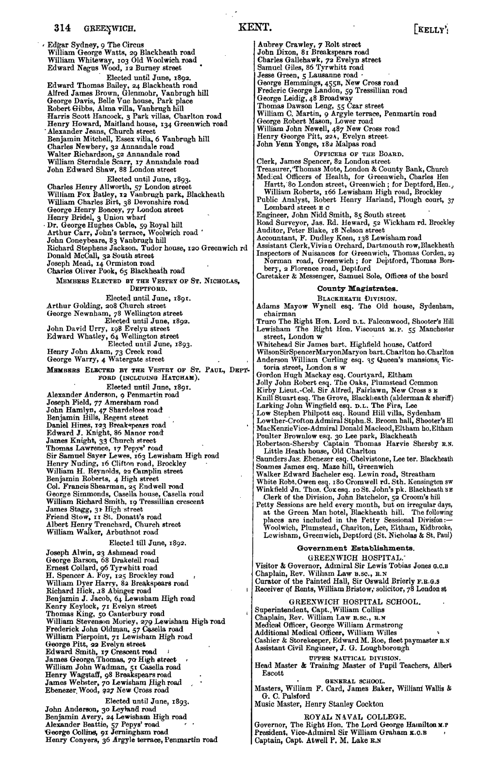 County Magistrates. Government Establishments