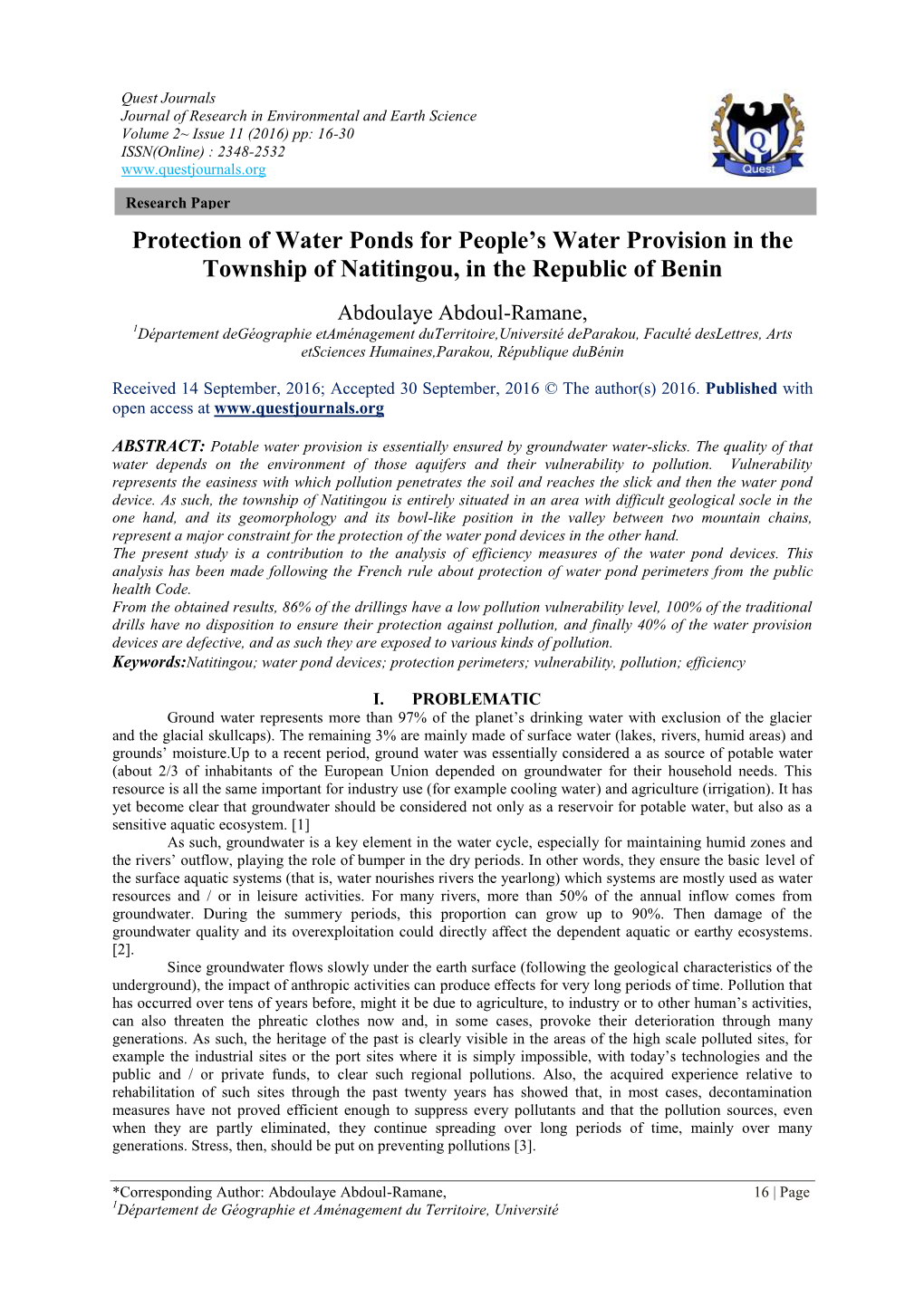 Protection of Water Ponds for People's Water Provision in the Township Of