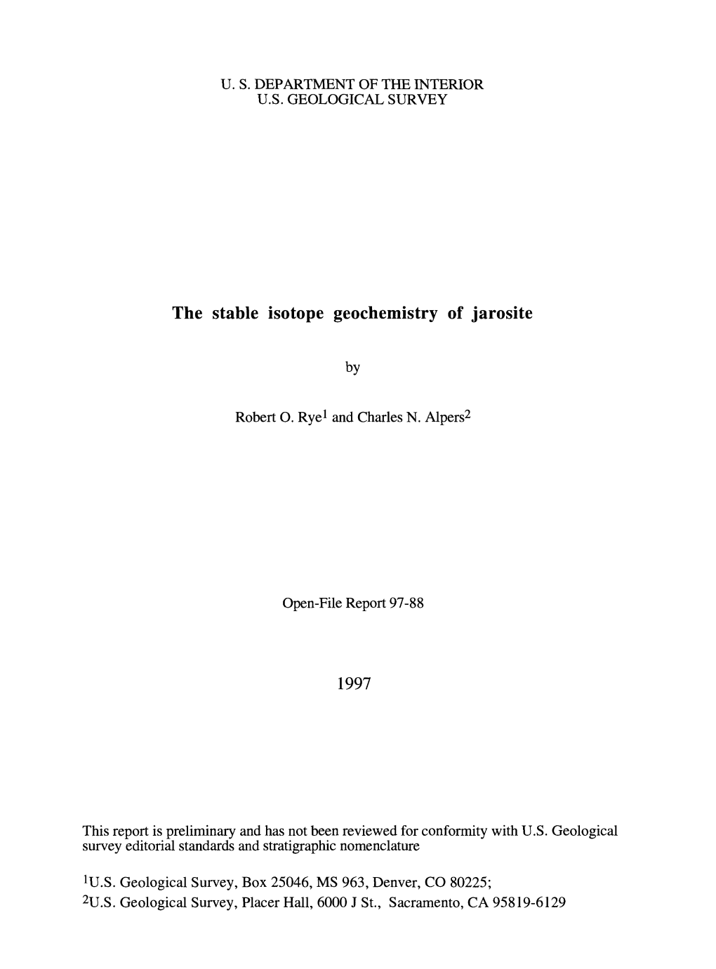 The Stable Isotope Geochemistry of Jarosite