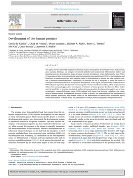 Development of the Human Prostate ⁎ Gerald R