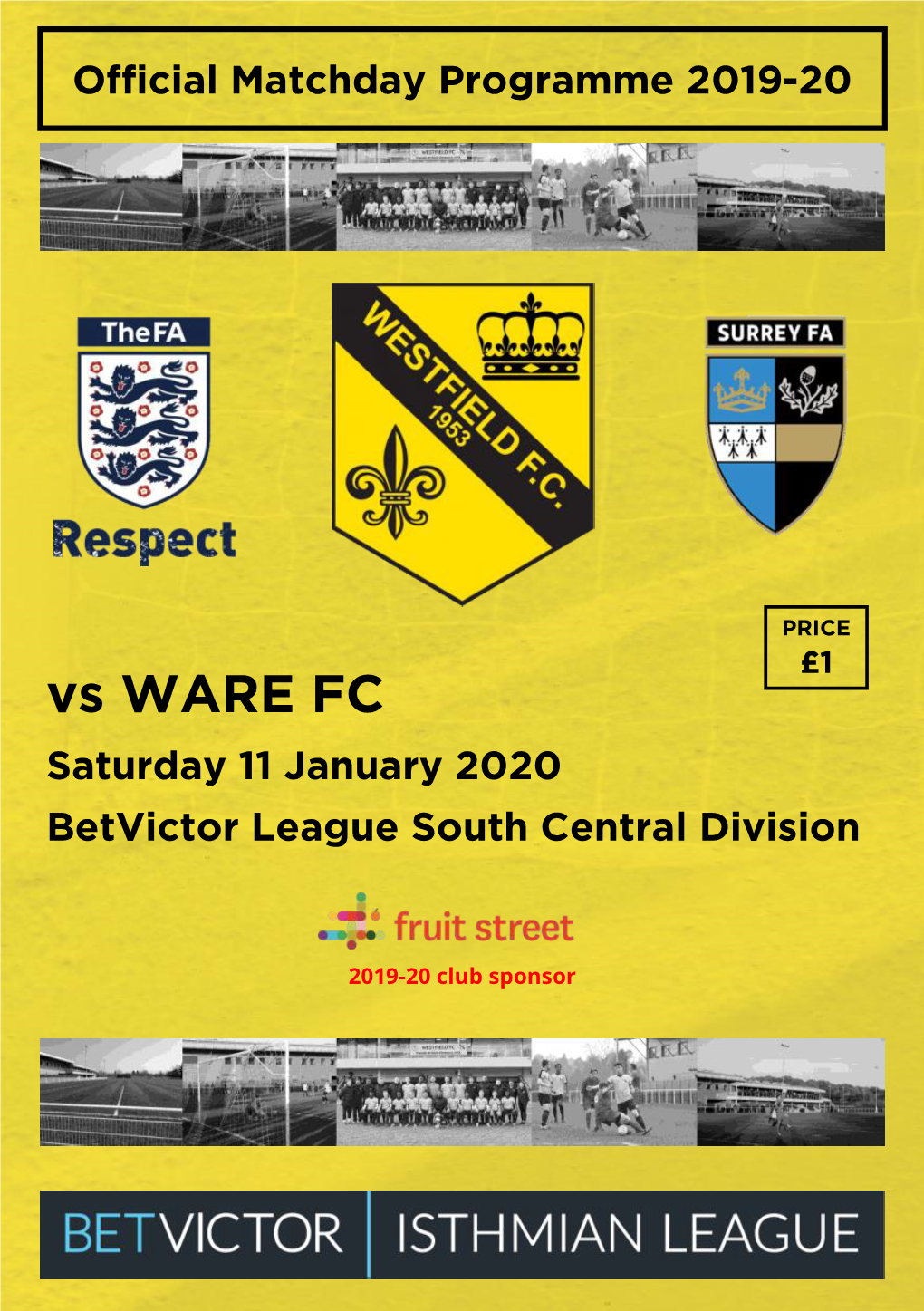 Vs WARE FC Saturday 11 January 2020 Betvictor League South Central Division