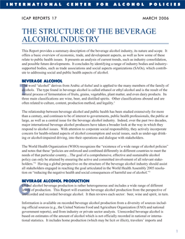 The Structure of the Beverage Alcohol Industry