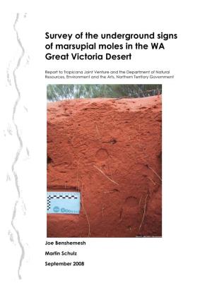 Survey of the Underground Signs of Marsupial Moles in the WA Great Victoria Desert