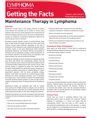 Maintenance Therapy in Lymphoma