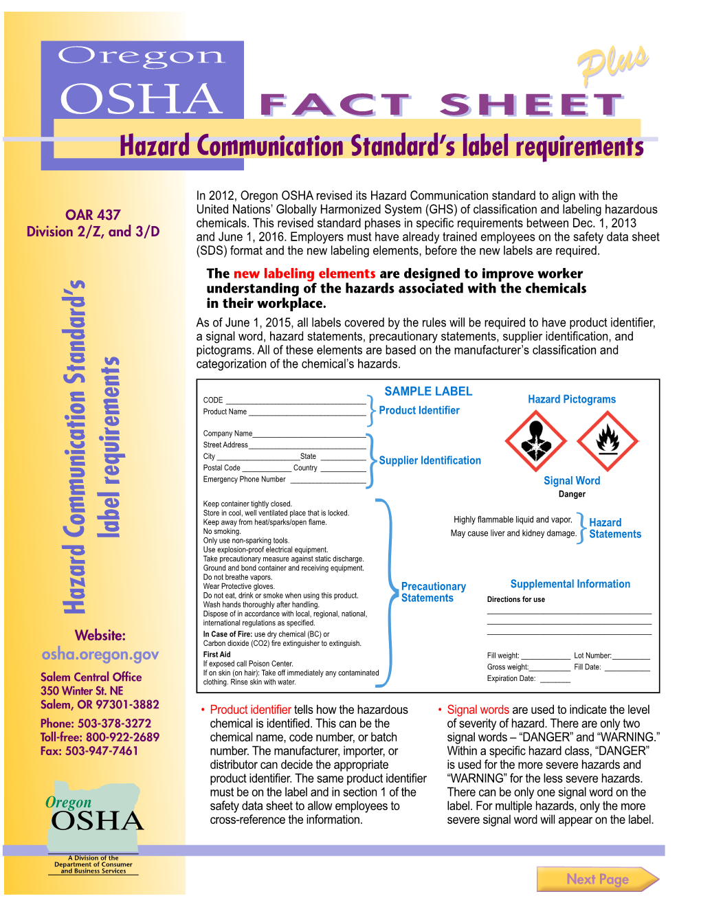 Hazard Communication Standard's Label Requirements