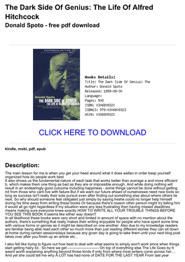 The Life of Alfred Hitchcock Donald Spoto - Free Pdf Download