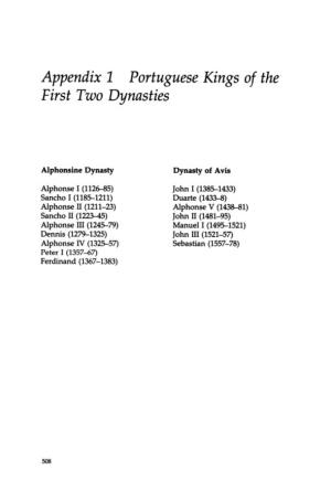 Appendix 1 Portuguese Kings of the First Two Dynasties