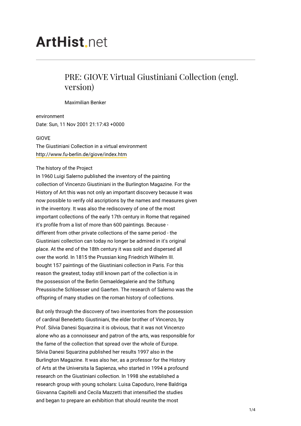 GIOVE Virtual Giustiniani Collection (Engl