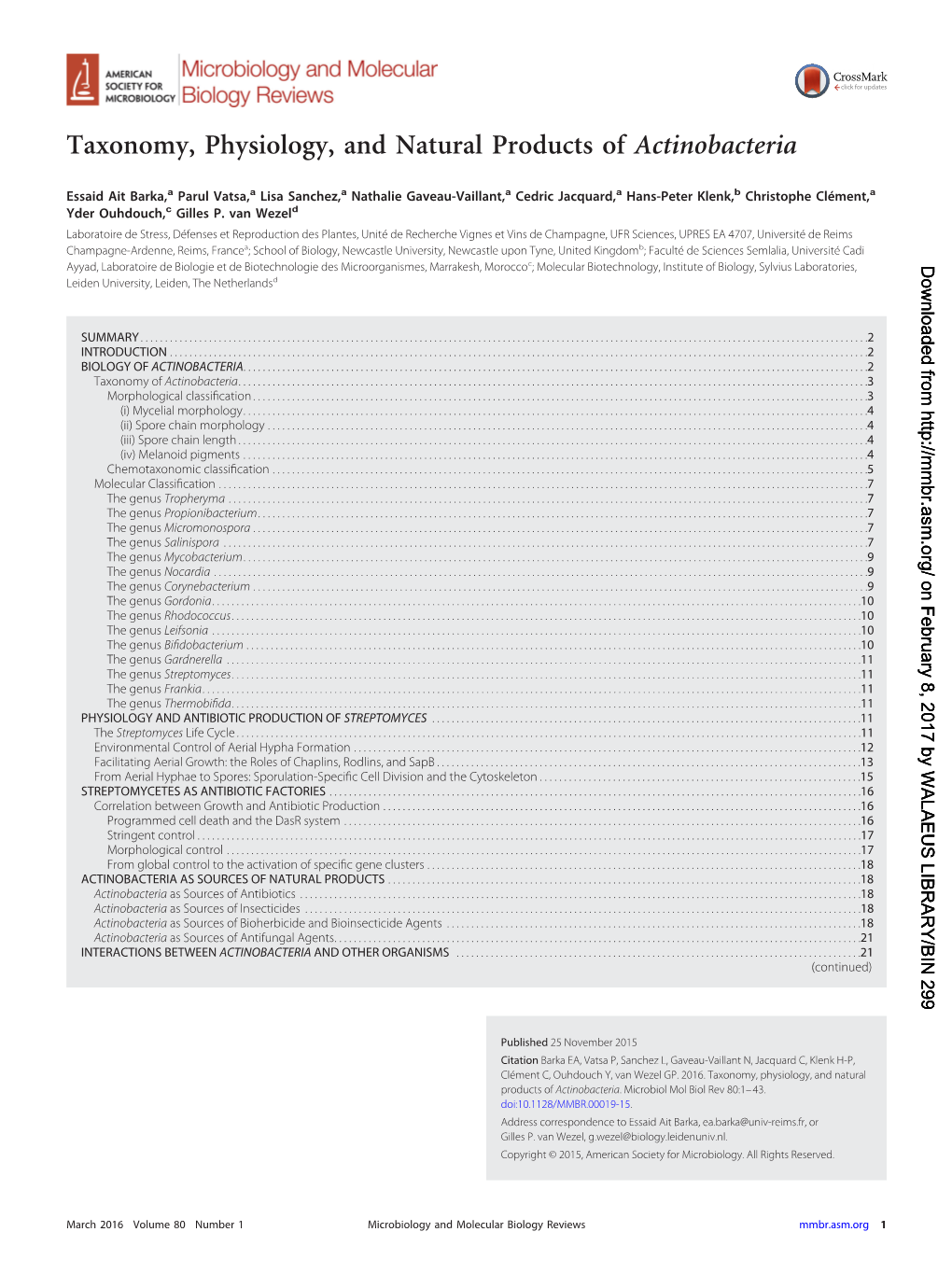 Taxonomy, Physiology, and Natural Products of Actinobacteria