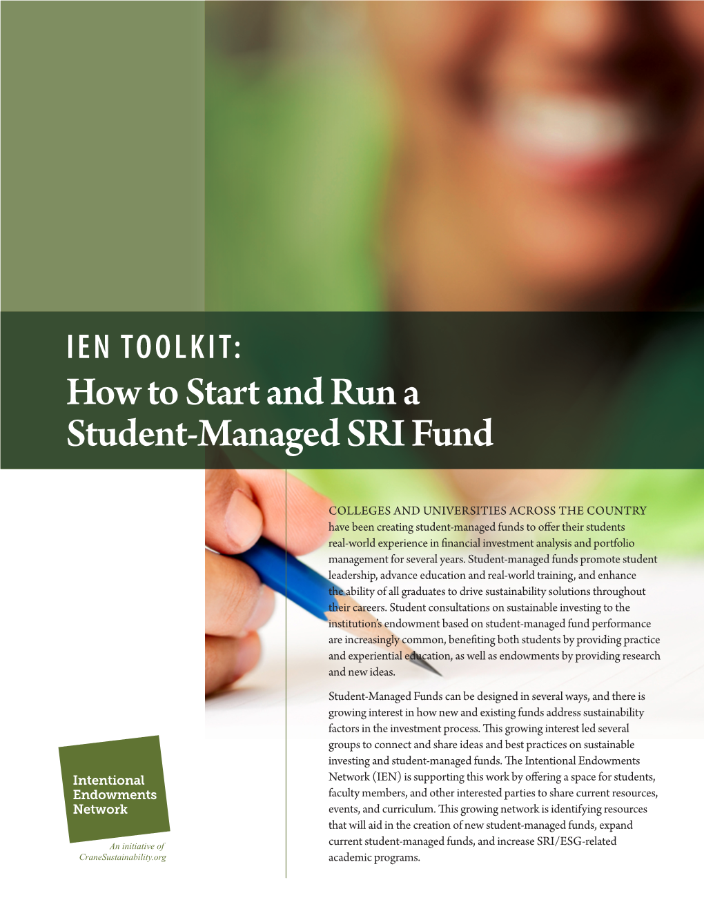 IEN TOOLKIT: How to Start and Run a Student-Managed SRI Fund