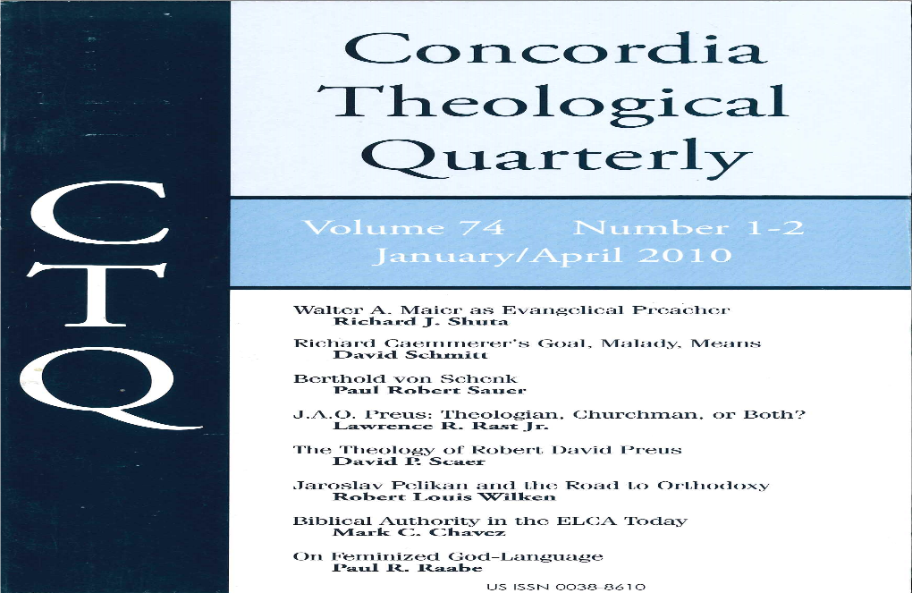 Concordia Theological Quarterly