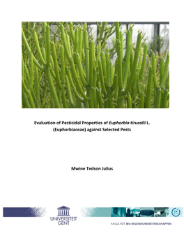 Evaluation of Pesticidal Properties of Euphorbia Tirucalli L. (Euphorbiaceae) Against Selected Pests