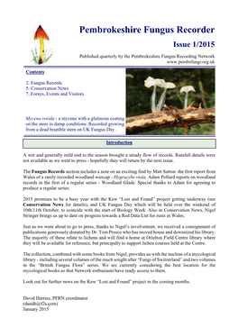 Pembrokeshire Fungus Recorder Issue 1/2015