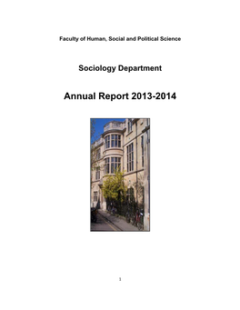 2013-2014 Department of Sociology Annual Report