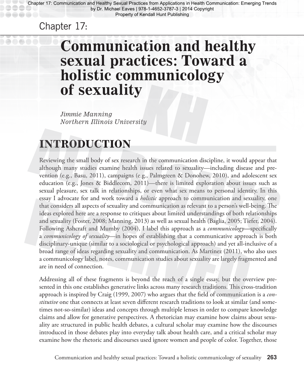 Communication and Healthy Sexual Practices from Applications in Health Communication: Emerging Trends by Dr