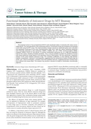 Functional Similarity of Anticancer Drugs by MTT Bioassay