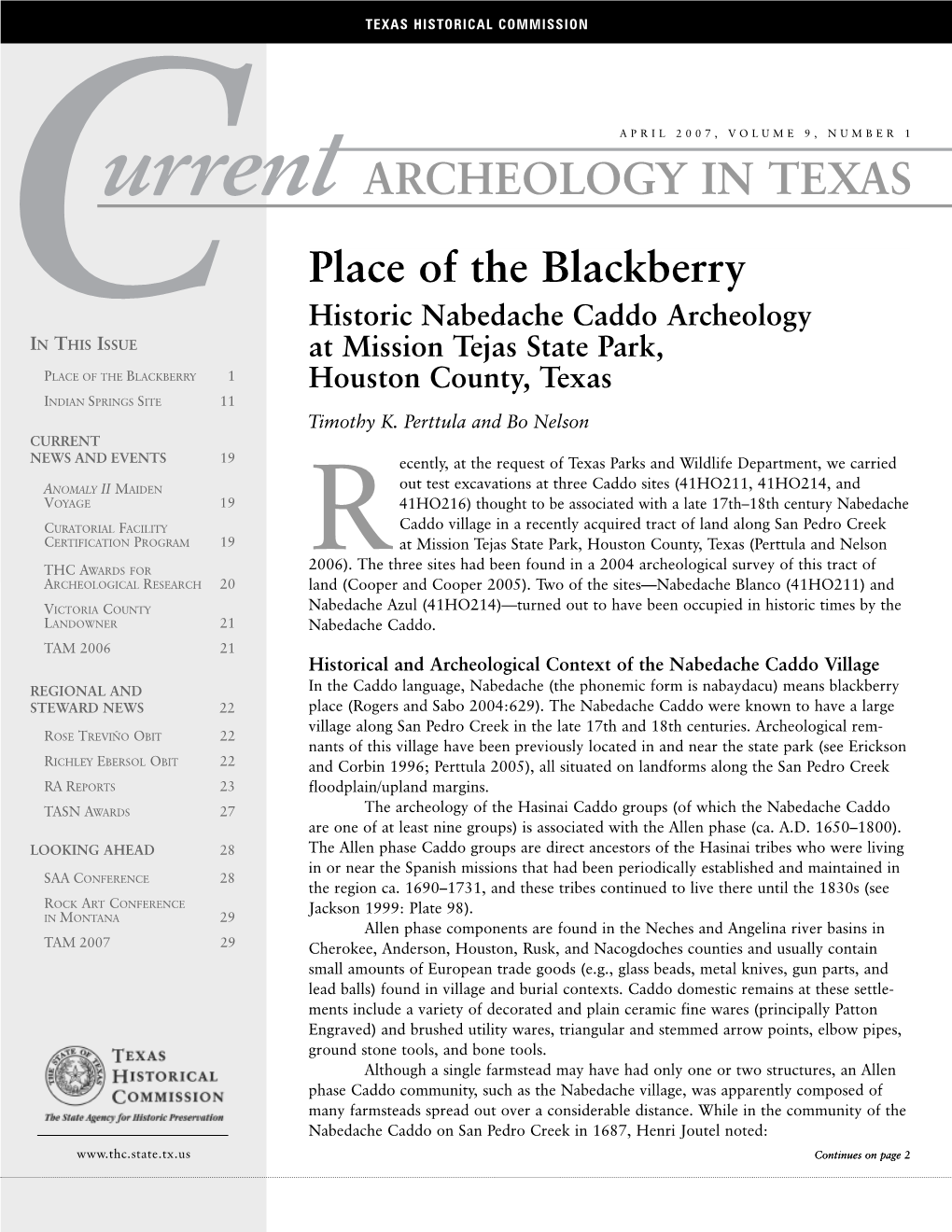 Current Archeology in Texas April 2007