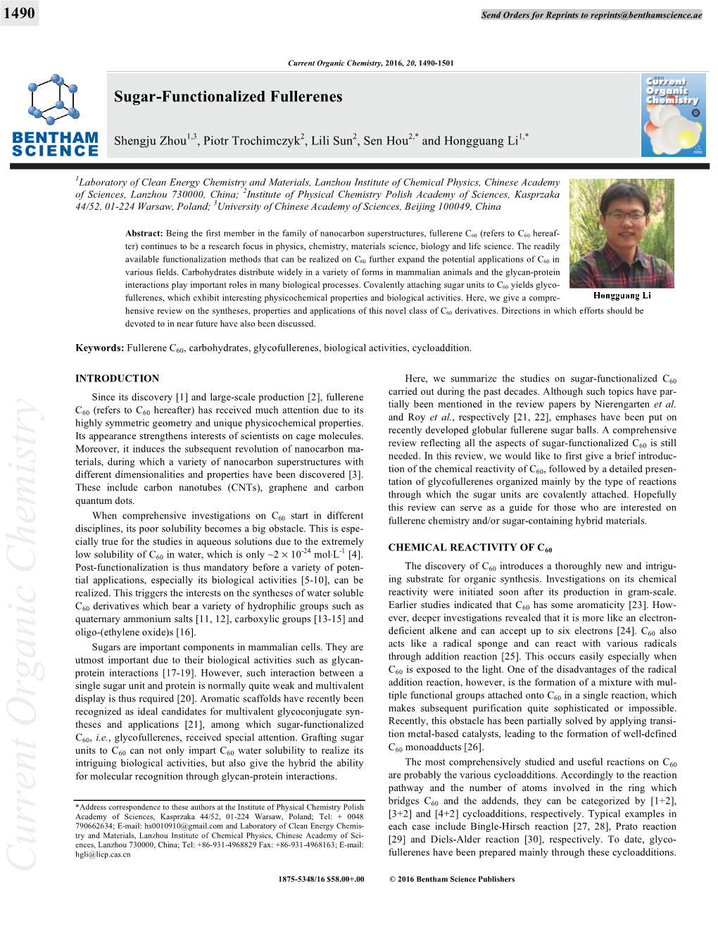 Current Organic Chemistry, 2016, 20, 1490-1501