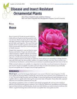 Disease and Insect Resistant Ornamental Plants: Rosa (Rose)