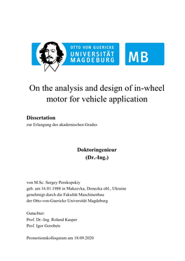 On the Analysis and Design of In-Wheel Motor for Vehicle Application