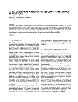 A TWO-DIMENSIONAL APPROACH for DESIGNING TUNNEL SUPPORT in WEAK ROCK John H