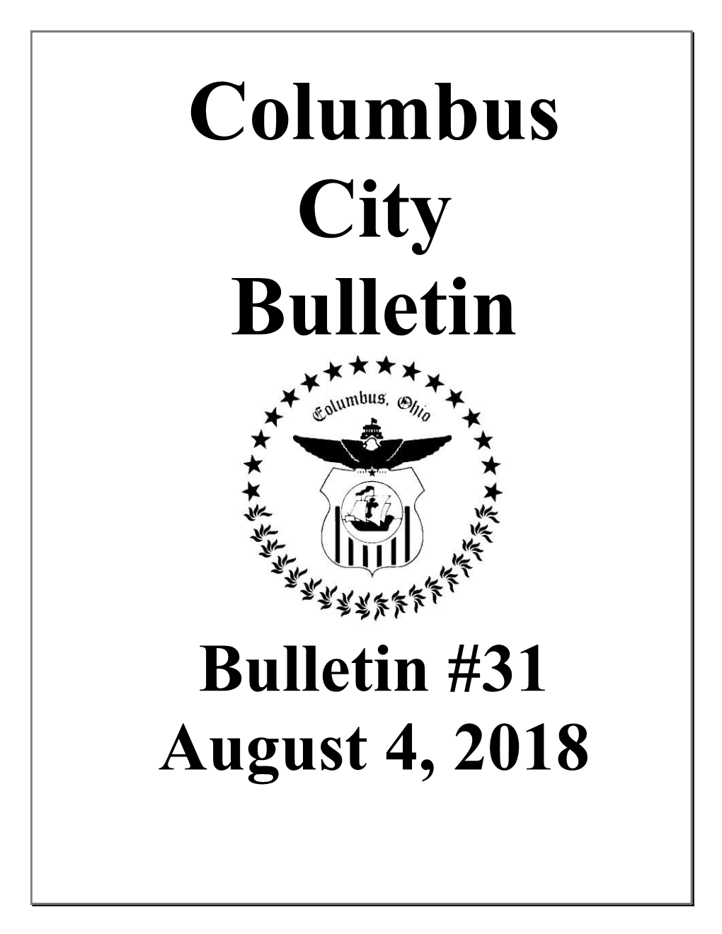 Bulletin #31 August 4, 2018