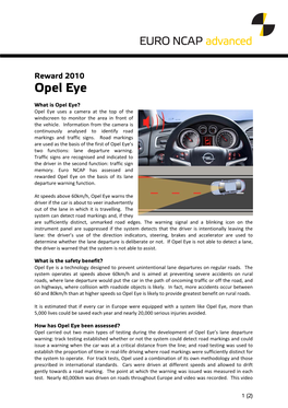 Reward 2010 Opel Eye