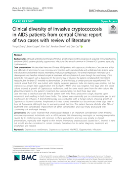 Clinical Diversity of Invasive Cryptococcosis in AIDS Patients
