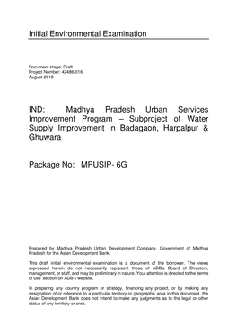 Badagaon, Harpalpur & Ghuwara Water Supply Improvement