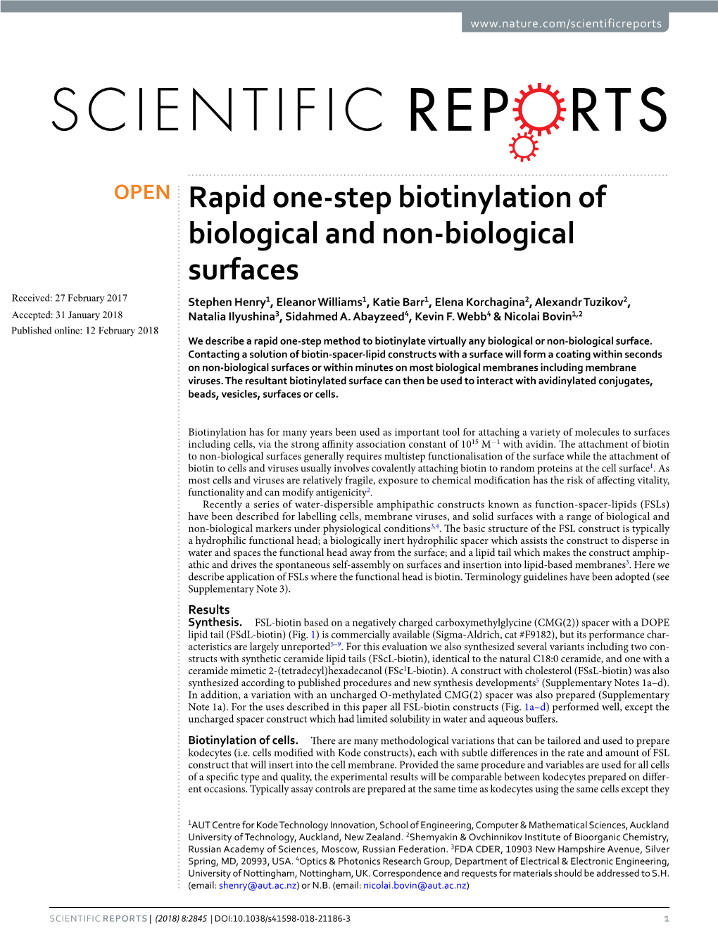 Rapid One-Step Biotinylation of Biological and Non-Biological Surfaces