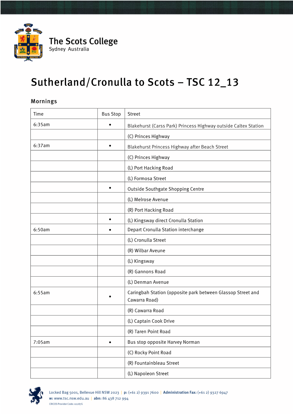 Sutherland/Cronulla to Scots – TSC 12 13