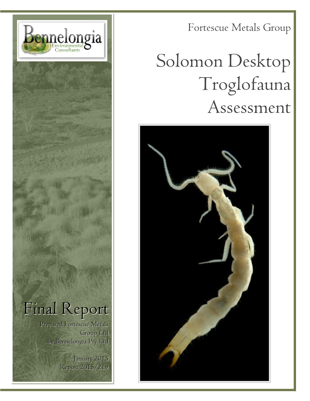 Solomon Desktop Troglofauna Assessment