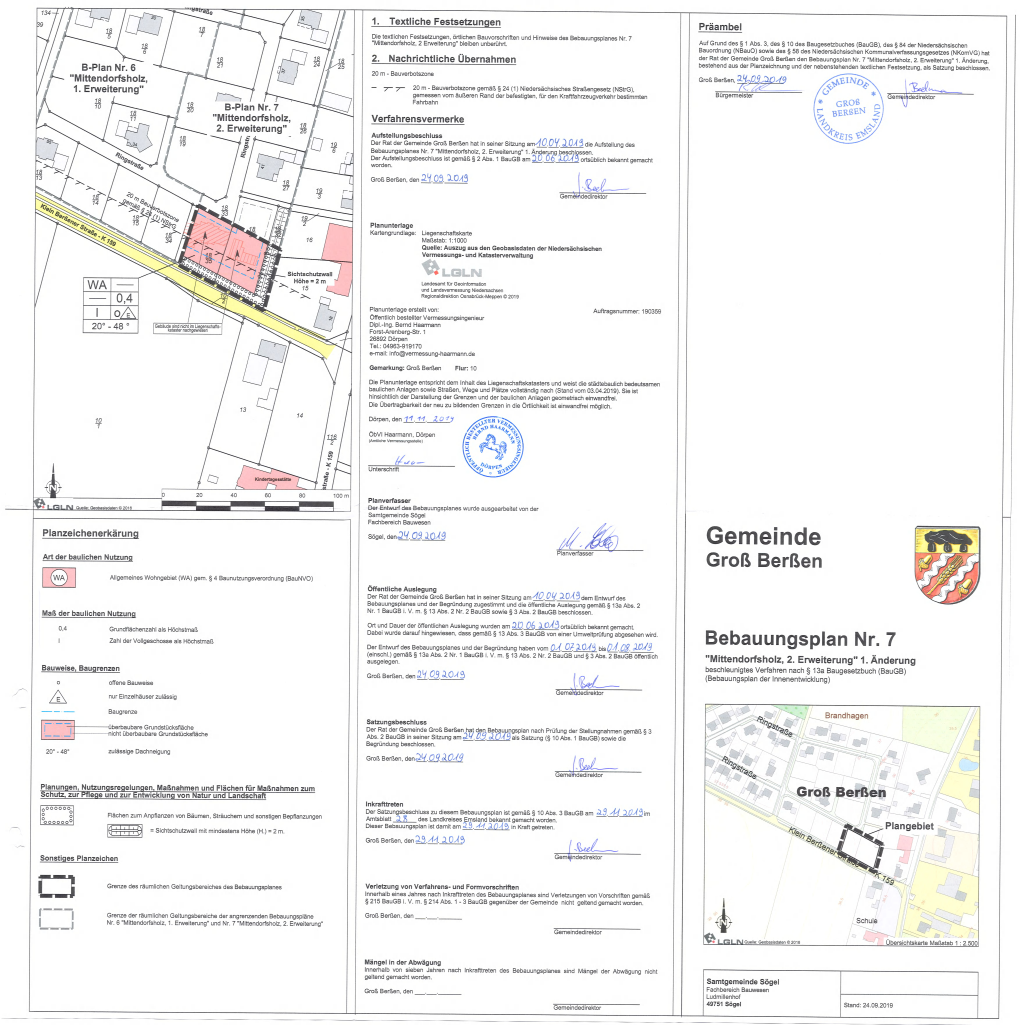 Gemeinde Groß Berßen Bebauungsplan Nr. 7 „Mittendorfsholz, 2