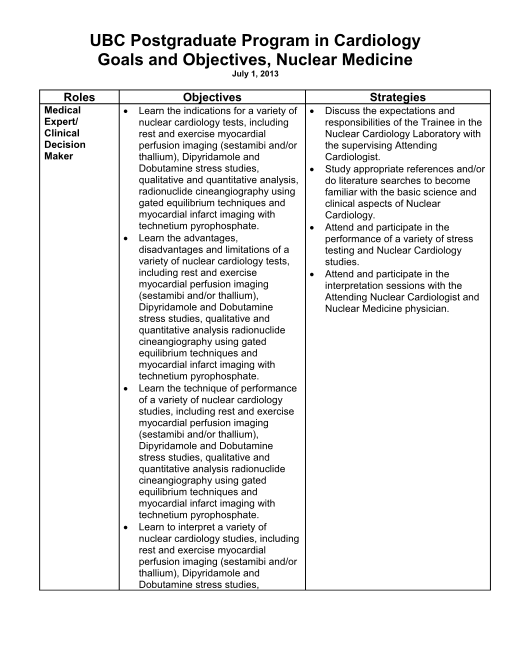 UBC Postgraduate Program in Cardiology