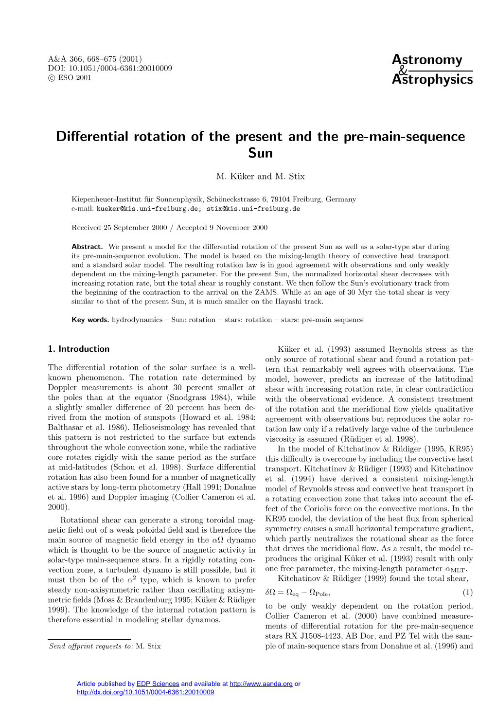 Differential Rotation of the Present and the Pre-Main-Sequence
