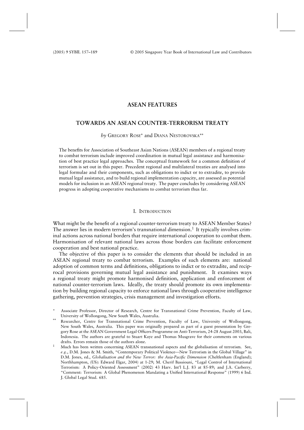 Asean Features Towards an Asean Counter-Terrorism