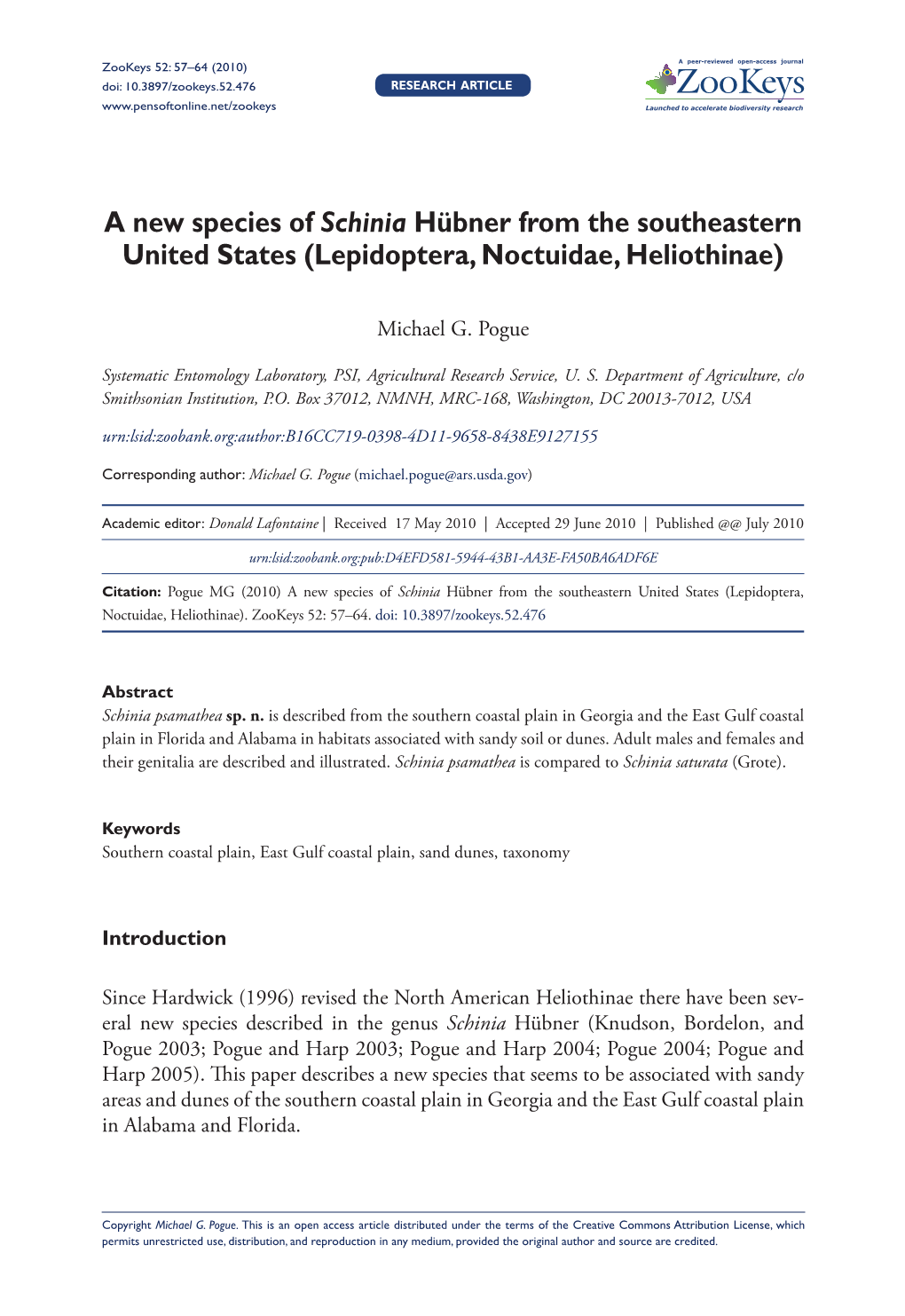 A New Species of Schinia Hübner from the Southeastern United States (Lepidoptera, Noctuidae, Heliothinae)