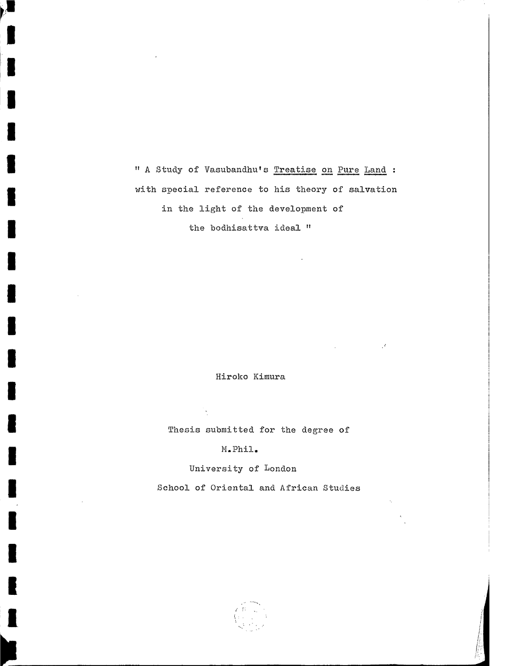 N a Study of Vasubandhu1s Treatise on Pure Land : with Special Reference to His Theory of Salvation