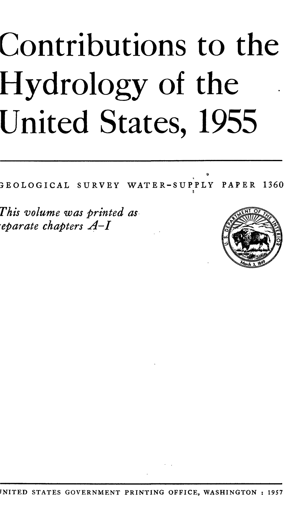Contributions to the Hydrology of the United States, 1955