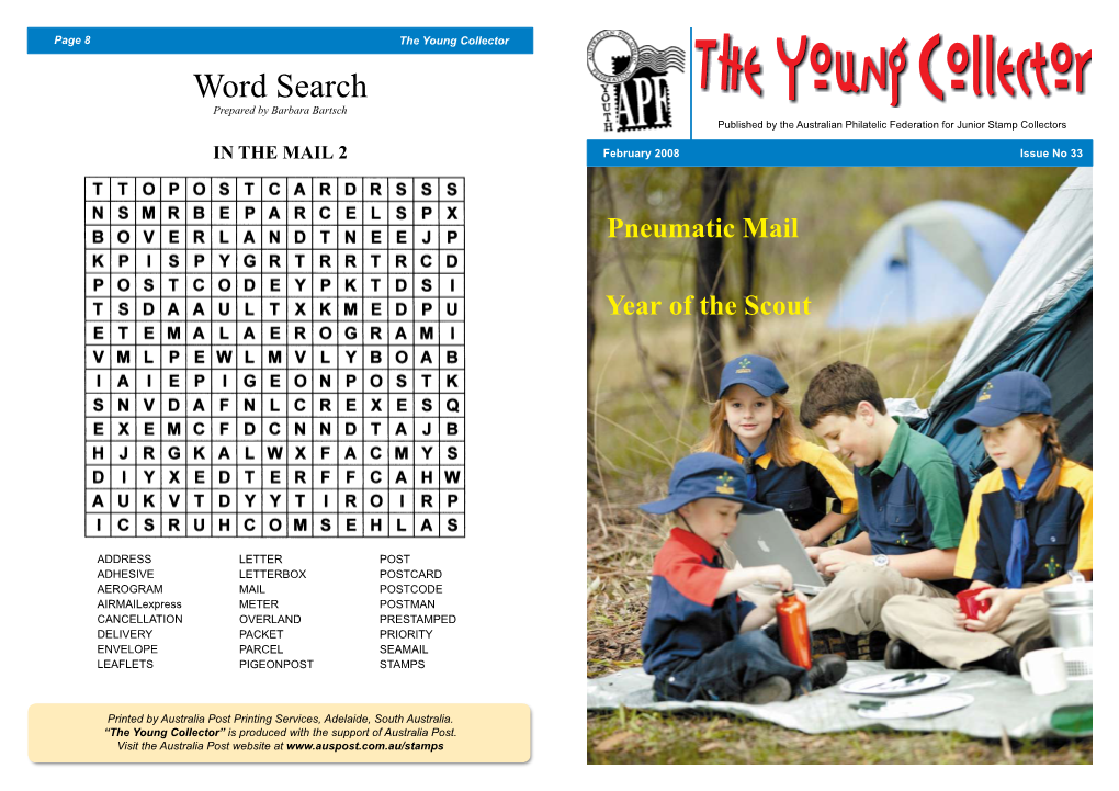 Word Search Prepared by Barbara Bartsch Published by the Australian Philatelic Federation for Junior Stamp Collectors