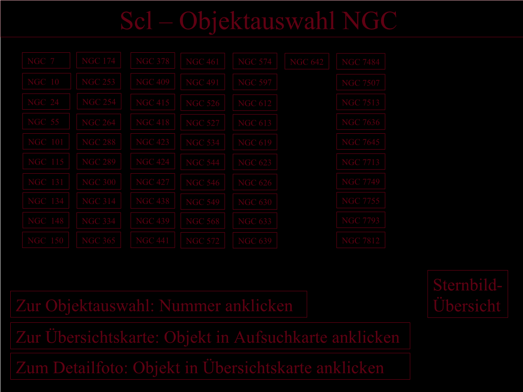 Scl – Objektauswahl NGC